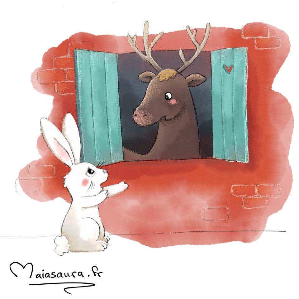 Un grand cerf dans sa promo maison